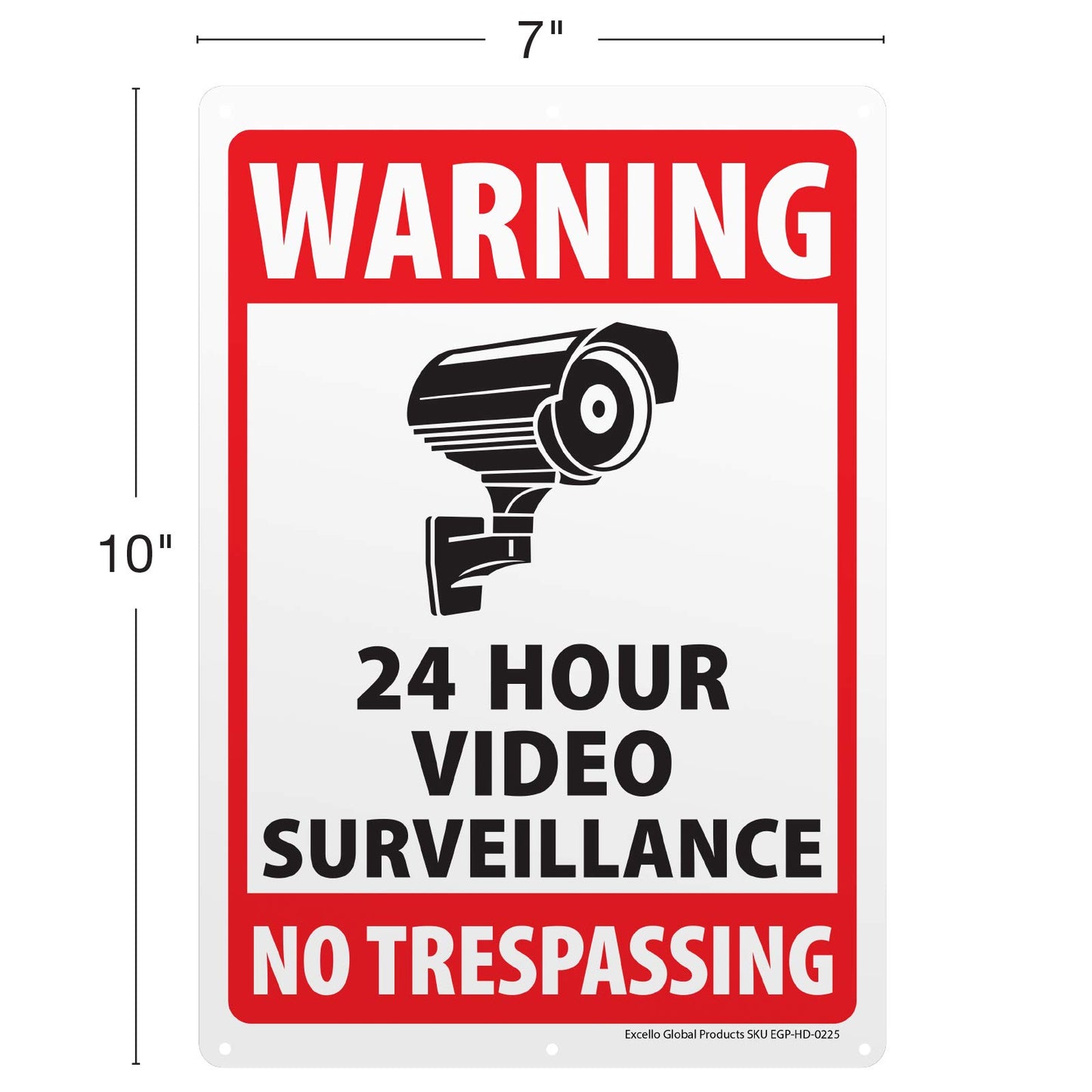 6-Pack Video Surveillance Sign, Rust Free Aluminum Reflective Metal Signs, Indoor or Outdoor No Trespassing Security Warning, Use for Home Business