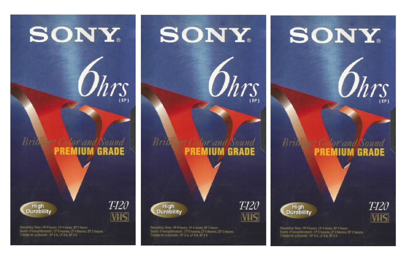 Sony 3T120VR 6hrs. EP T-120 VHS Tapes (3-Pack)
