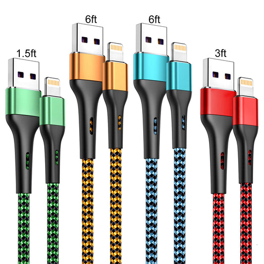 Durcord iPhone Charger 6FT/6/3/1.5, Lightning Cable Fast Charging Cable Nylon Braided Cord Compatible with iPhone 14/13/12/11 Pro Max/XS…