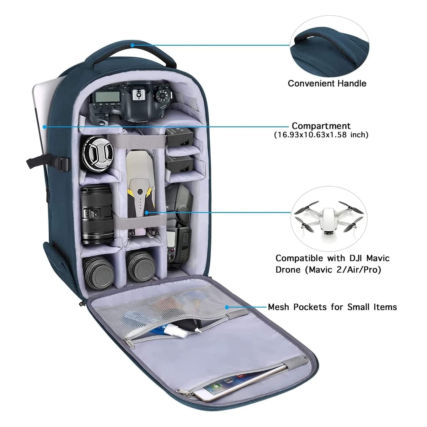 MOSISO Camera Backpack, DSLR/SLR/Mirrorless Photography Camera Bag 15-16 inch Waterproof Hardshell Case with Tripod Holder&Laptop Compartment