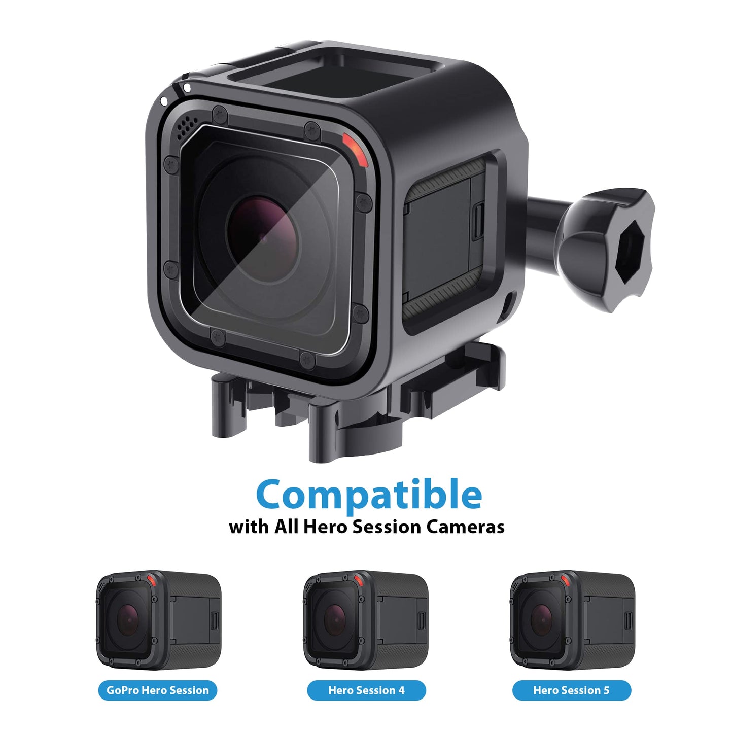 Frame Mount Housing Case for GoPro Hero 5 Session, Hero 4 Session, Upgrade Protective Housing Frame Shell Mount Holder with Buckle & Thumb Screw