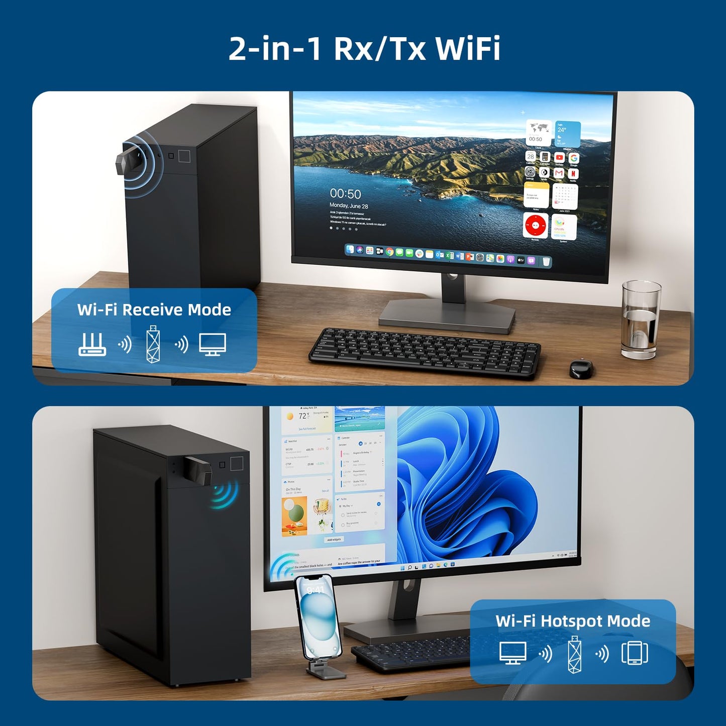 DBIT AX1800 WiFi 6 USB Adapter for Desktop PC (D1-X18) Long Range Wireless Network Adapter USB WiFi Dongle with USB3.0, 5GHz/1201Mbps +