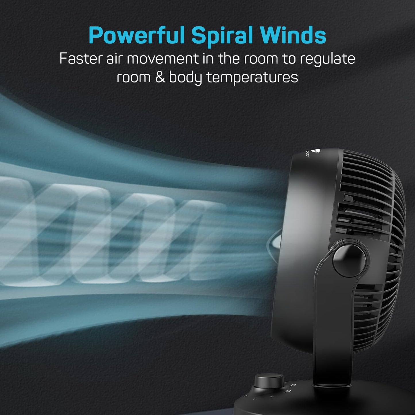 DR.PREPARE Fan for Bedroom, Small Desk Air Circulator Fan, 70° Auto-Oscillating Vortex Fans, Quiet Cooling, 3 Speeds, 100° Adjustable Tilt, Portable