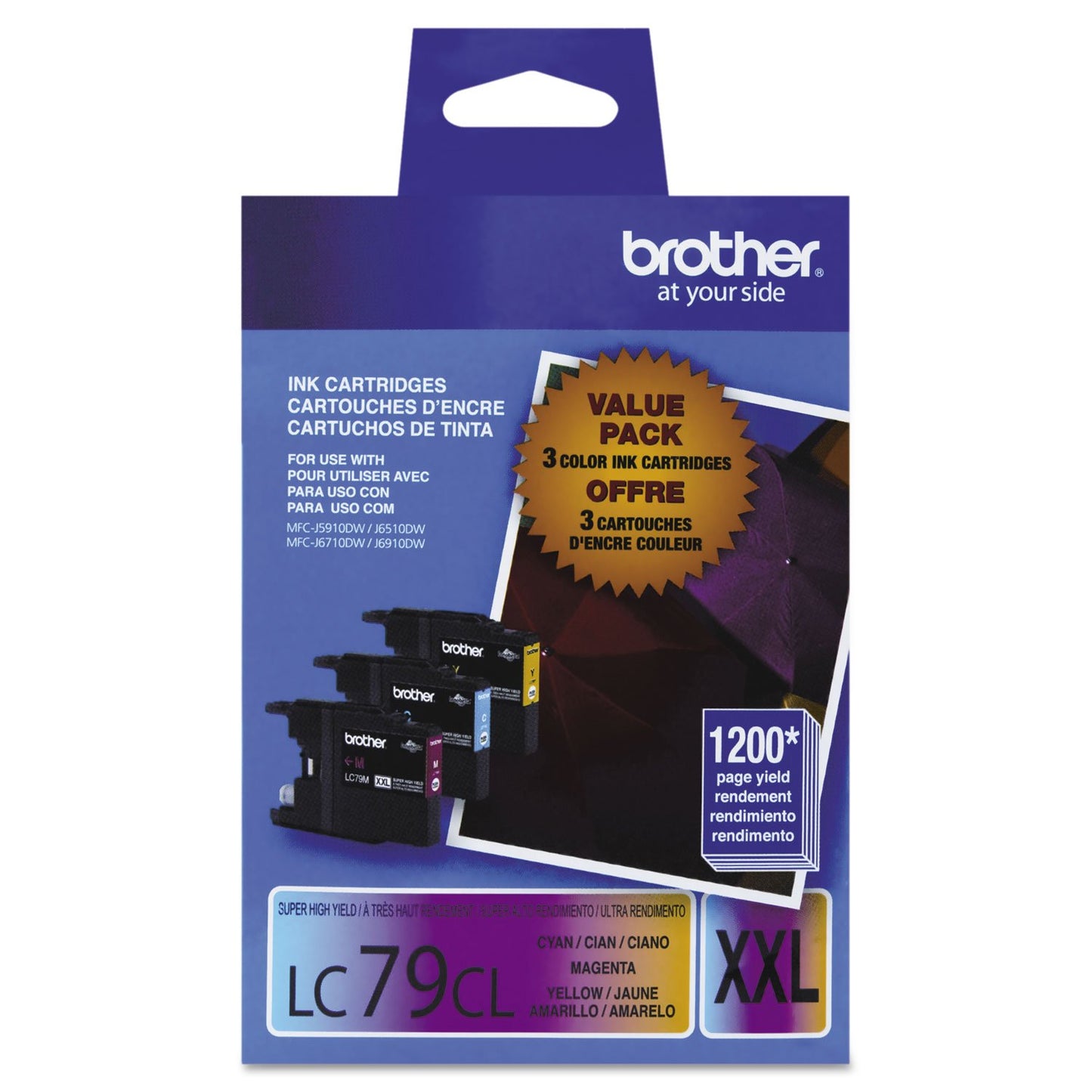 Brother LC793PKS LC793PKS Innobella Super High-Yield Ink, Cyan/Magenta/Yellow, 3/PK