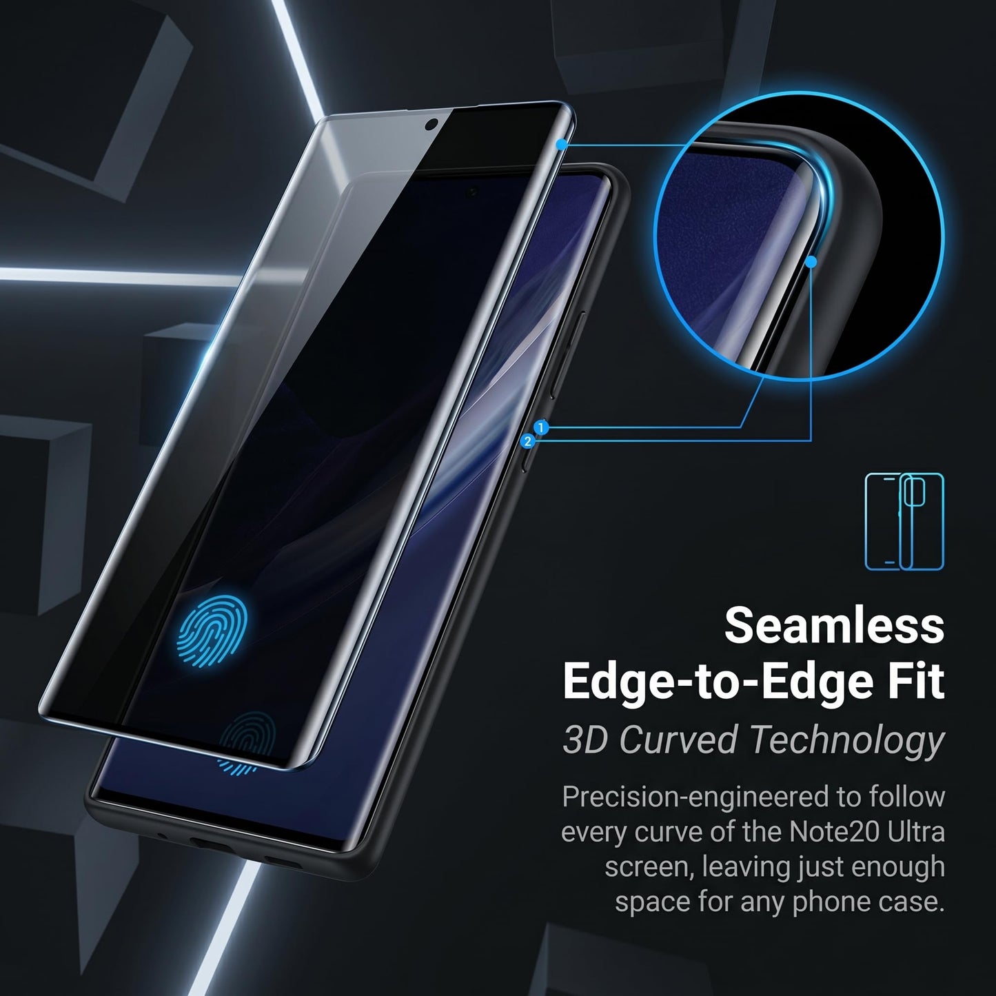For Samsung Galaxy Note 20 Ultra Privacy Screen Protector 2+2 Pack, Anti Spy Tempered Glass 9H Hardness with 2 Pack Camera Lens Protector, Private