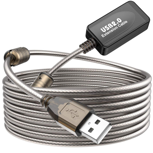 Halsouy USB 2.0 Extension Cable, Type A-Male to A-Female Active Repeater Extender Cord Compatible with Game Consoles, Printer, Camera (100ft)