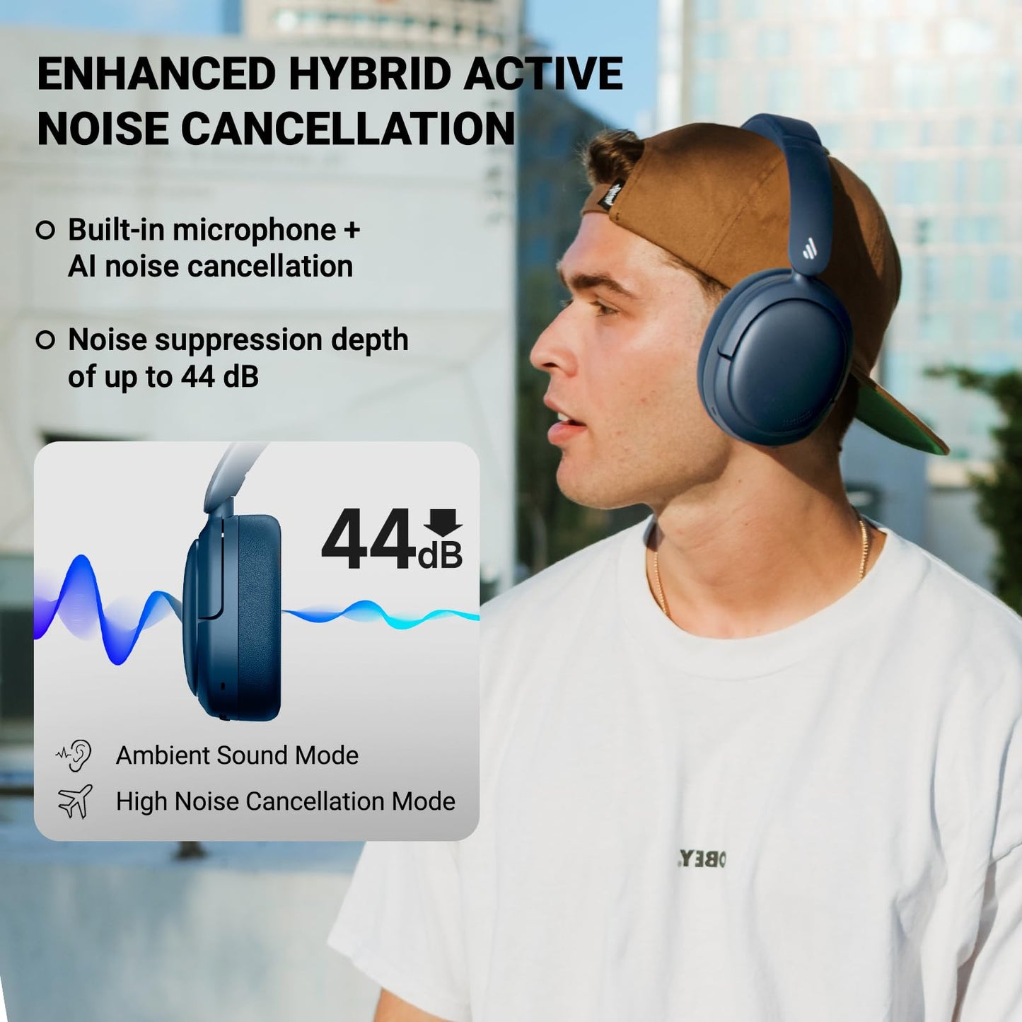 Edifier V80 Hybrid Active Noise Cancelling Headphones, True Wireless Over Ear Bluetooth Headset with 45H Playtime Hi-Res Audio Fast Charging…