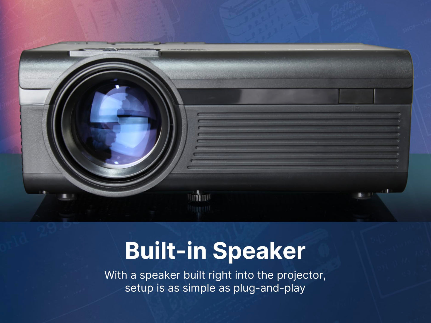 Emerson EVP-1000 150" Home Theater Portable LCD Projector with HDMI & USB Inputs, Bluetooth Connectivity, Stereo Speaker, Remote Control - Ideal