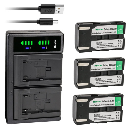 Kastar 3-Pack SB-LSM80 Battery and LTD2 USB Charger Replacement for Samsung SC-D263 SC-D351 SC-D352 SC-D353 SC-D354 SC-D355 SC-D357 SC-D362 SC-D363