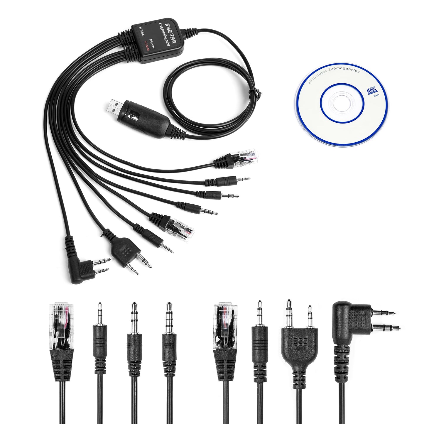 Fumei 8 in 1 Computer USB Programming Cable Compatible with Kenwood Motorola Yaesu Vertex Icom TYT HYT Handheld Radio and Mobile Radio