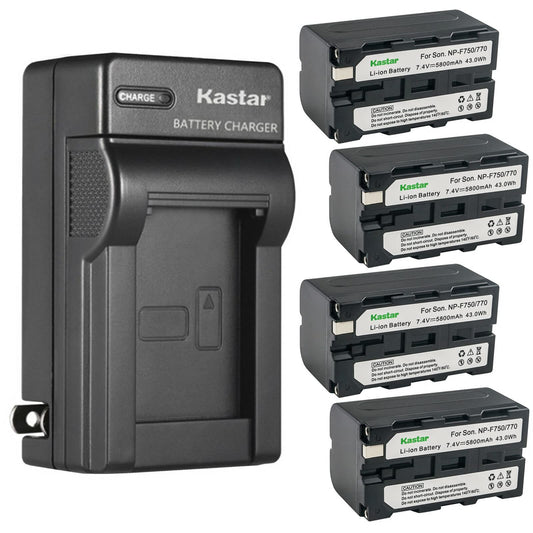 Kastar 4-Pack Battery and AC Wall Charger Replacement for Sony DCR-TRV58 DCR-TRV620 DCR-TRV7 DCR-TRV720 DCR-TRV735 DCR-TRV820 DCR-TRV9 DCR-TRV900