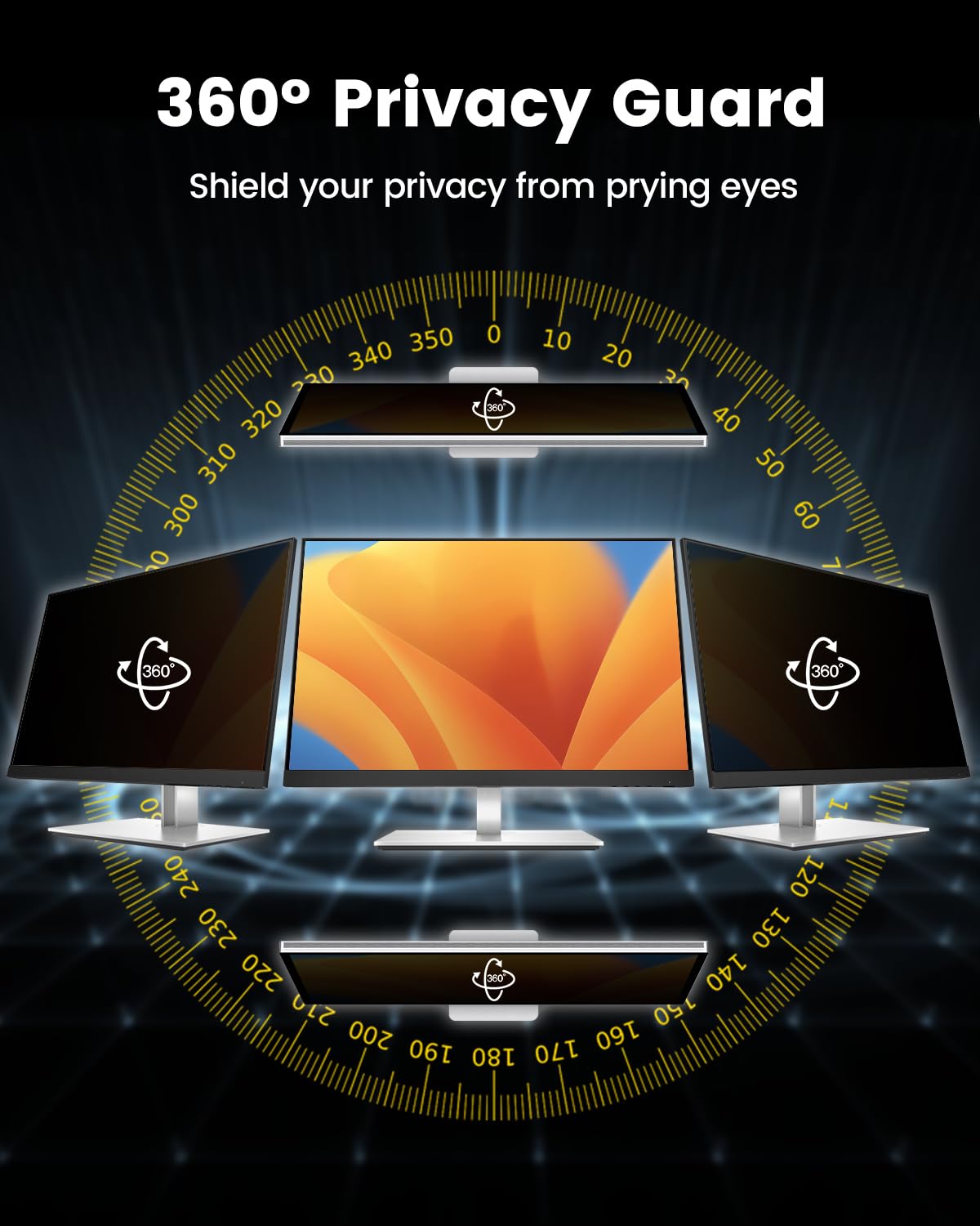 F FORITO 27 Inch 16:9 360°Privacy Screen Protector for Computer Monitor, Removable Eye Protection Anti Blue Light Anti Glare Computer Screen Privacy