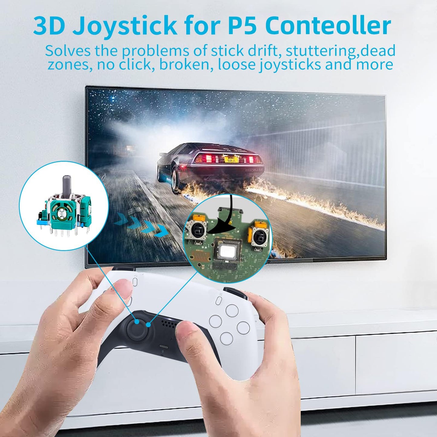 Joysticks Replacement for P5 Controller, AOLION 3D Joystick Module Parts Compatible with P5 51 PCS Controller parts 4 Joystick, Thumbstick, 10