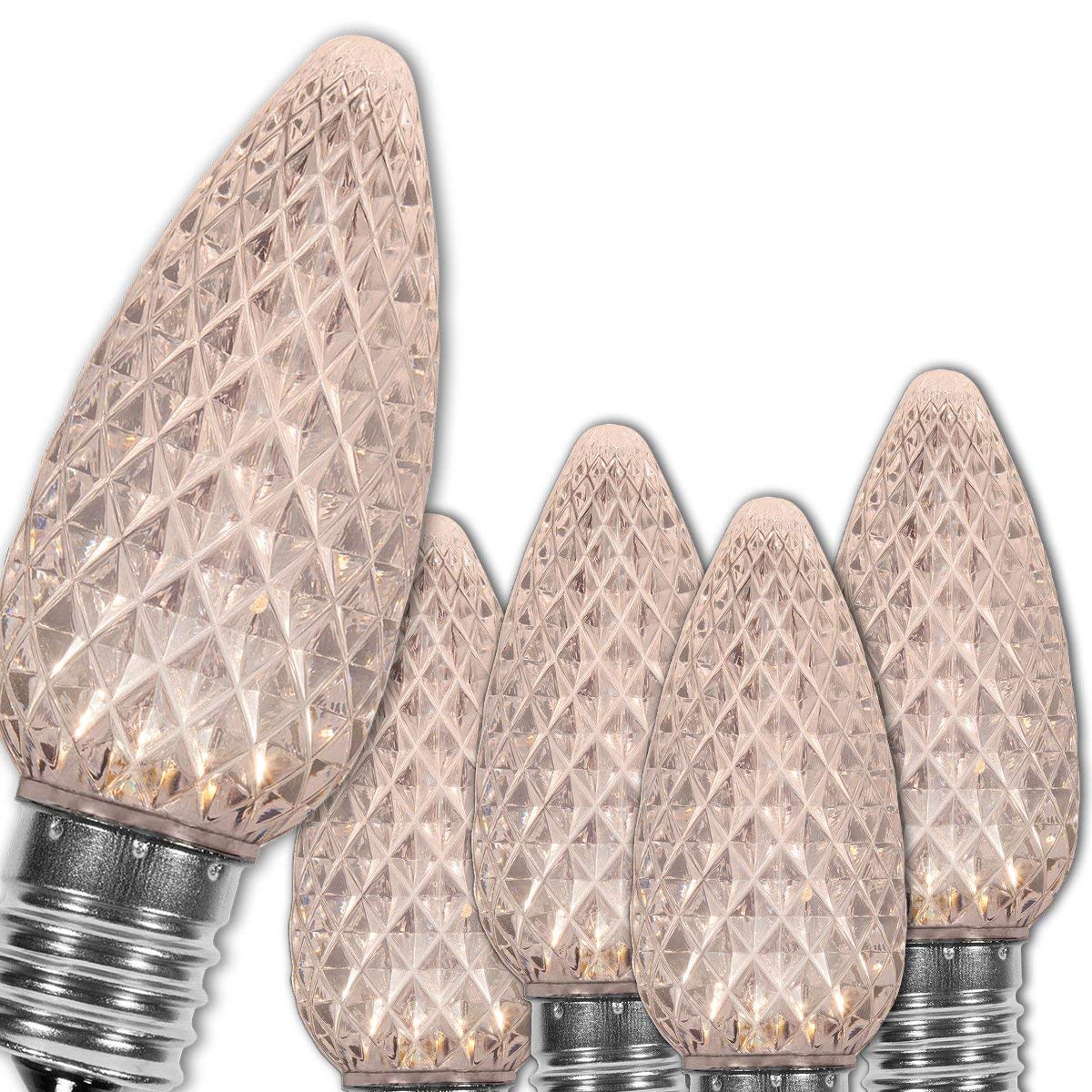 Wintergreen Lighting 25 Pack OptiCore LED C9 Warm White Christmas Light Bulbs - White Bulbs C9 LED Christmas Lights Heavy Duty Shatterproof E17