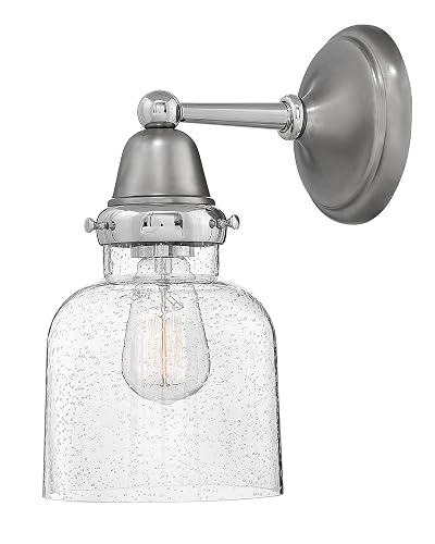 Hinkley Academy 67003EN 13" One Light Wall Sconce - 1-10w Med. LED Bulb Required, Clear Seeded Cylinder Glass - English Nickel
