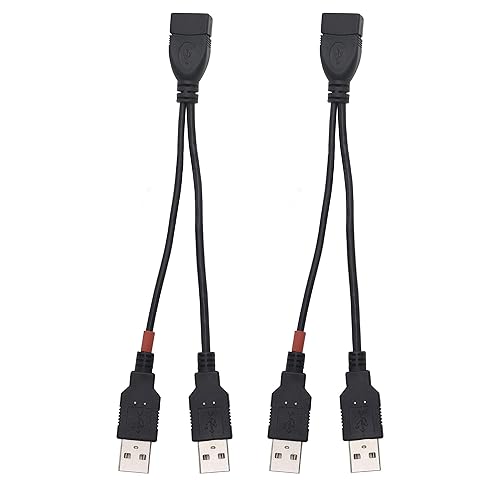 YOUCHENG 30cm USB 2.0A Female to Dual A Male Y Hub Adapter Cable for Computers and Mobile Phones - Data Transmission on One Port (2-Pack)