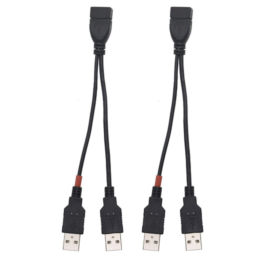 YOUCHENG 30cm USB 2.0A Female to Dual A Male Y Hub Adapter Cable for Computers and Mobile Phones - Data Transmission on One Port (2-Pack)
