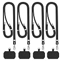 POHFP 4 Sets Black Cell Phone Lanyard, Adjustable Crossbody Cell Phone Lanyard, Adjustable Anti Theft Phone Strap, Neck Lanyard for Keys ID Badges