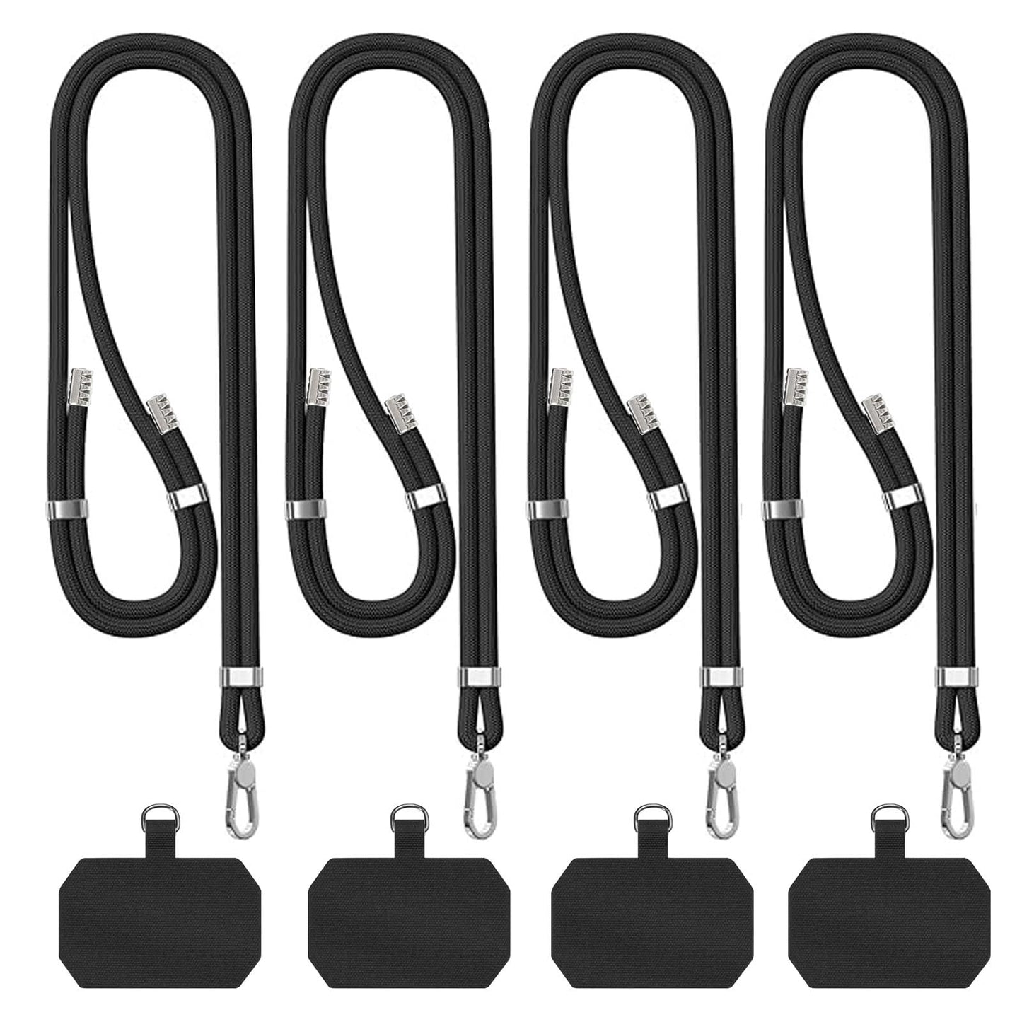 POHFP 4 Sets Black Cell Phone Lanyard, Adjustable Crossbody Cell Phone Lanyard, Adjustable Anti Theft Phone Strap, Neck Lanyard for Keys ID Badges