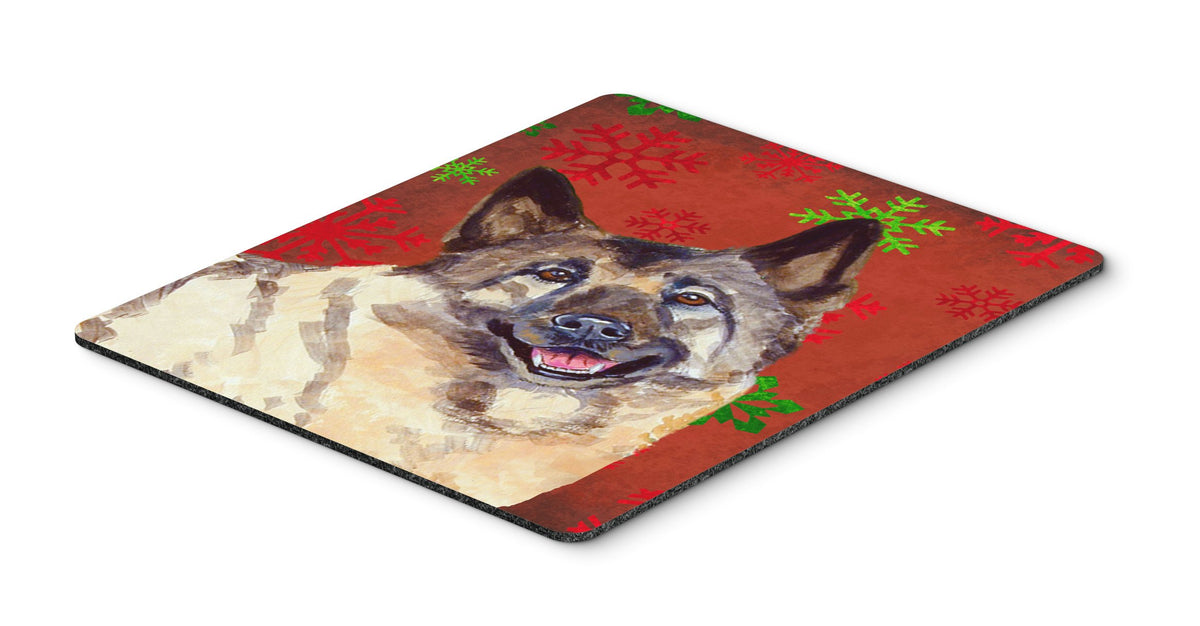 Caroline's Treasures LH9353MP "Norwegian Elkhound Red and Green Snowflakes Holiday Christmas Mouse Pad, Hot Pad or Trivet" for Home Office Gaming