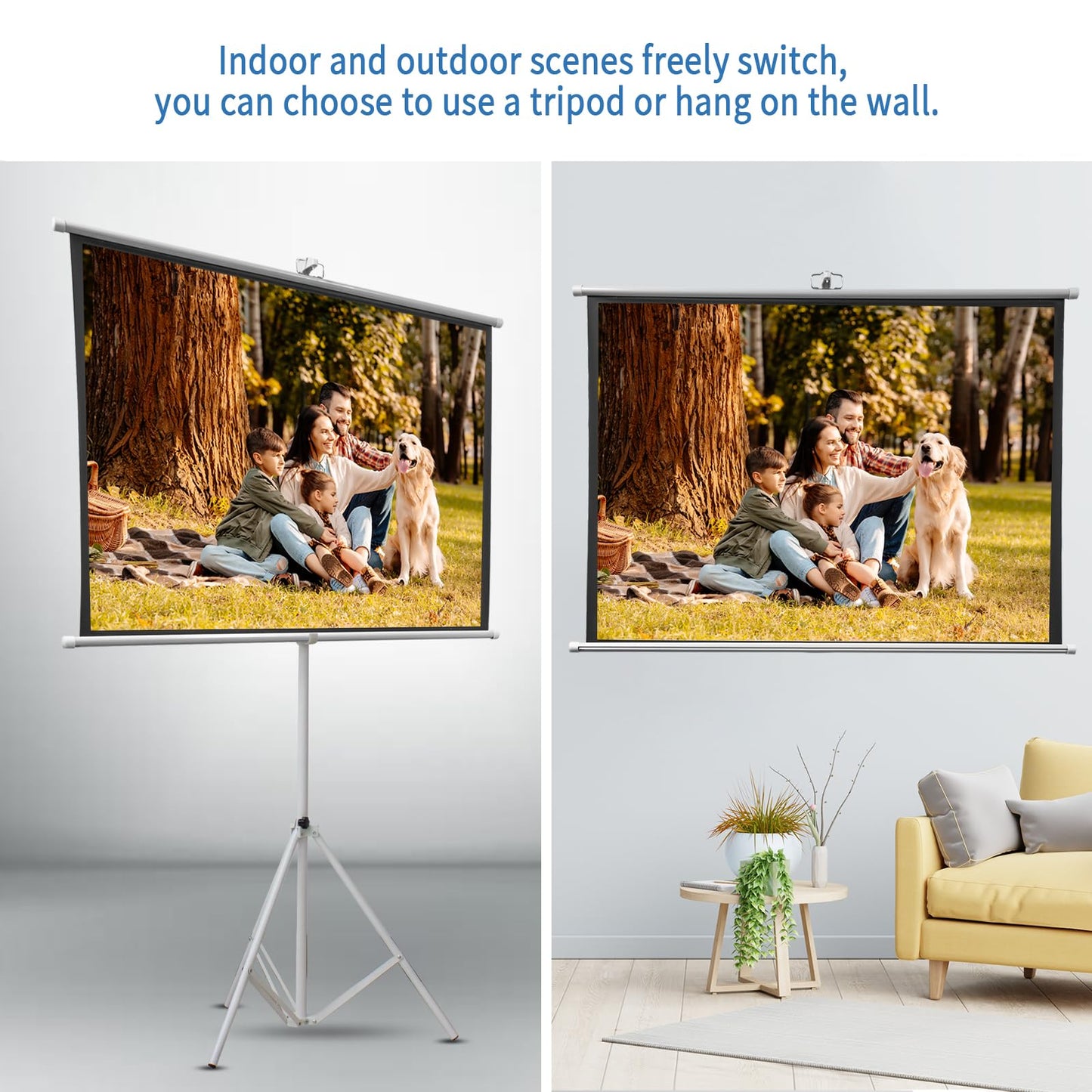 60 Inch Projector Screen Portable with Stand & Carry Bag, 4:3 Aspect Ratio, Lightweight Foldable Design for Home Theater & Outdoor Movies, Easy Setup