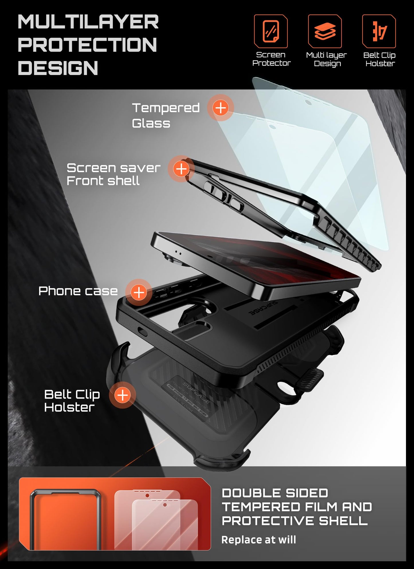 SUPCASE for Samsung Galaxy S26 Ultra Case with Stand & Belt-Clip (Unicorn Beetle Pro), [2 Tempered Glass Screen Protectors & Front Frame]