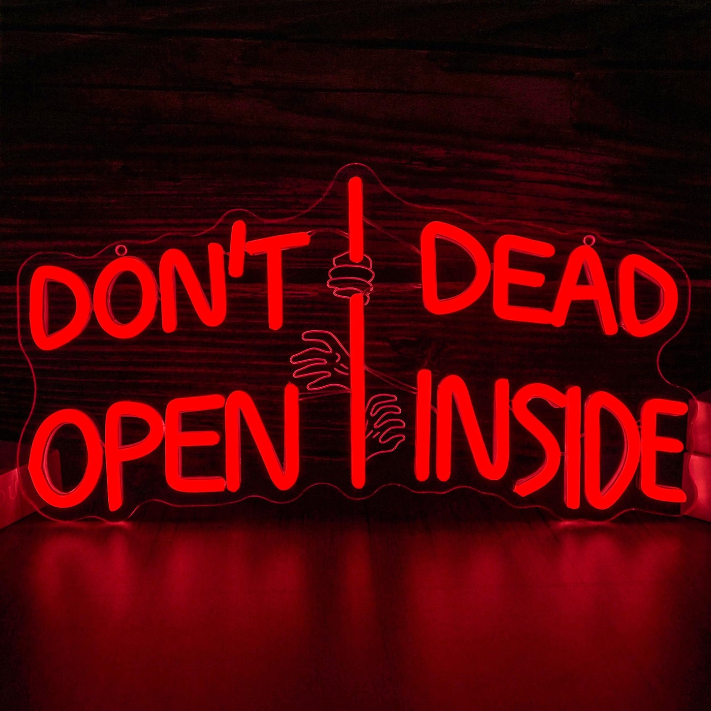 Zombie Themed Neon Sign Don't Open Dead Inside Neon Light Dimmable Horror Movie Light Signs for Terror Room and Gothic Home Decor Ideal Gift