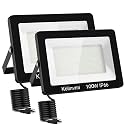 KELINVMI 100 W Outdoor LED Floodlight, 10000 lm LED Floodlight, 4200 K Warm White IP66 Waterproof Outdoor Lighting for Garden, Garage, Home, Yard, 50