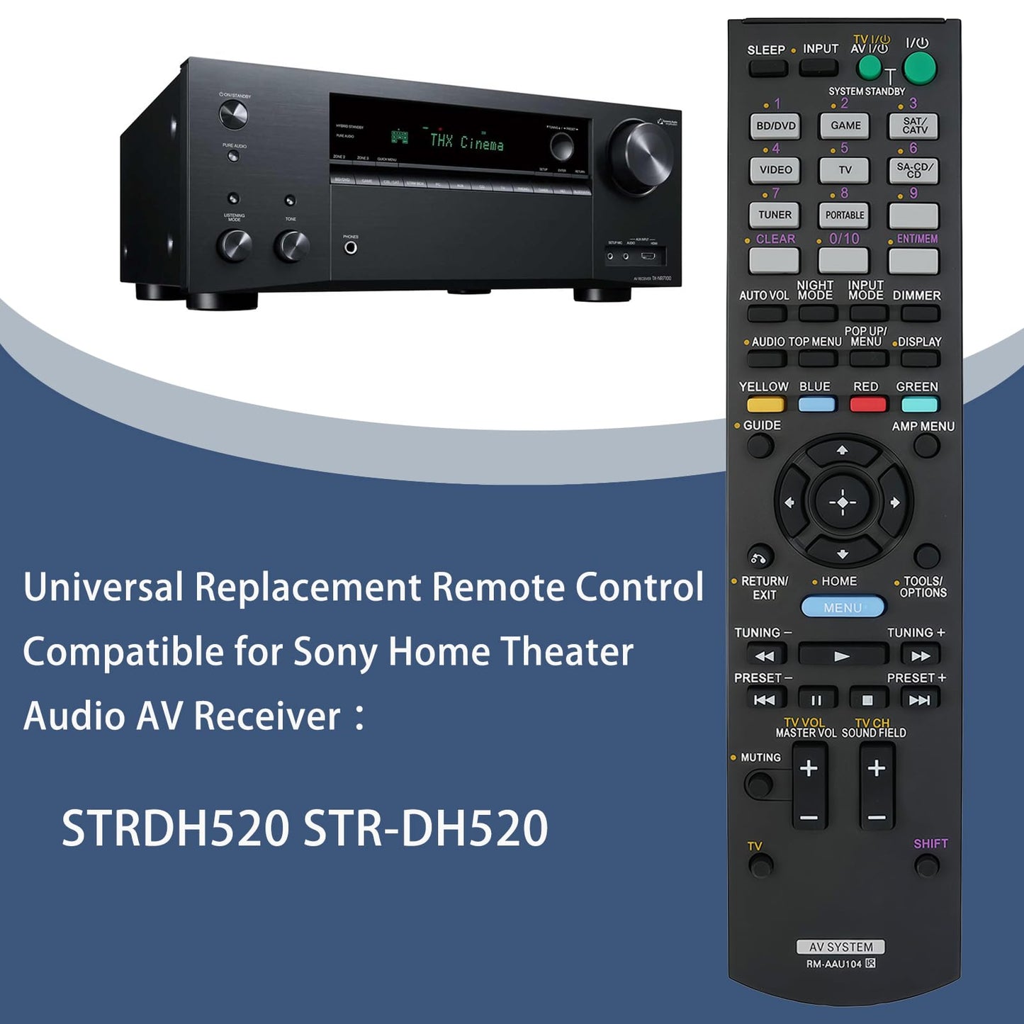 Universal Replacement Remote Control Compatible for Sony Home Theater Audio AV Receiver STRDH520 STR-DH520