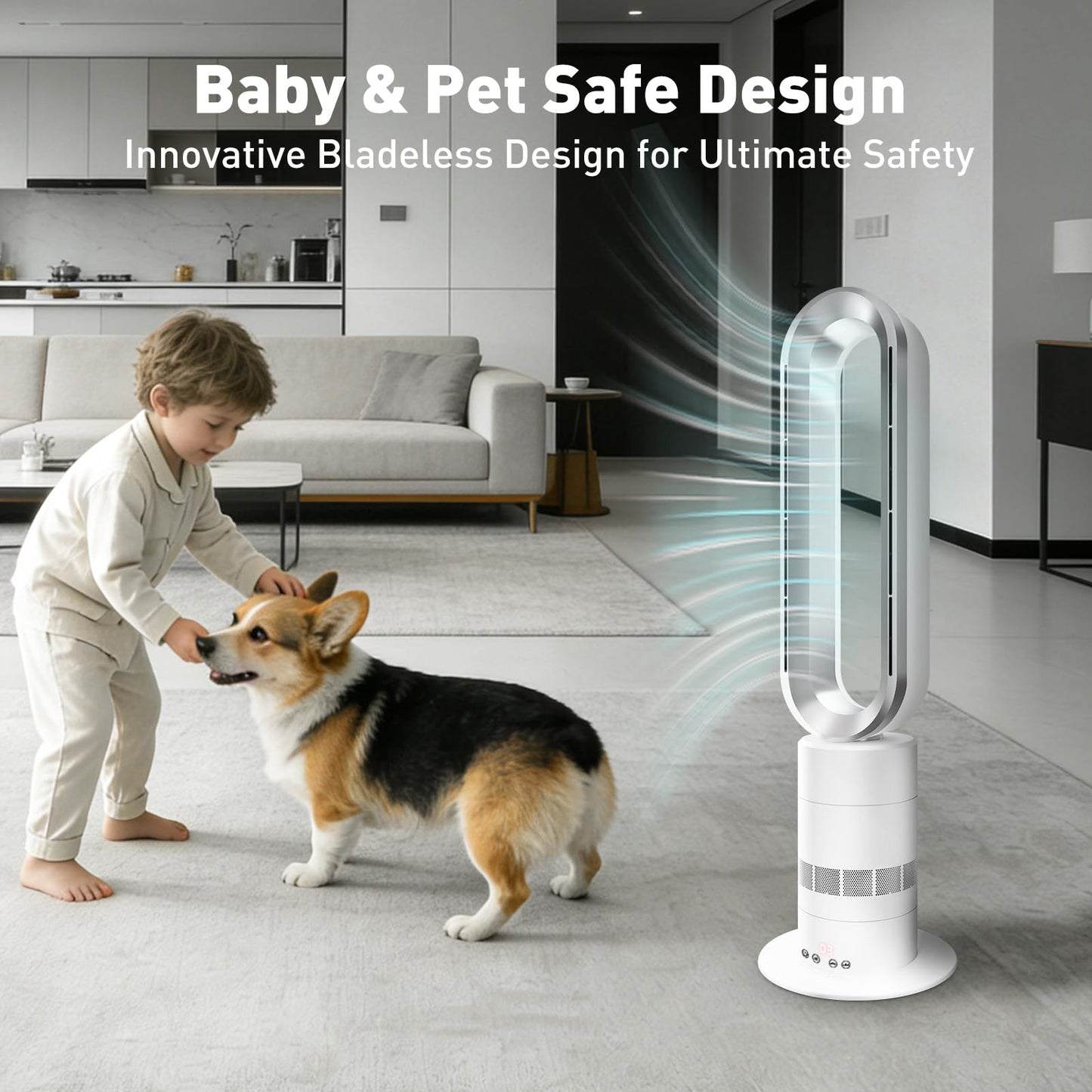 Eduzita TP18Pro Bladeless Tower Fan and Heater Combo, White