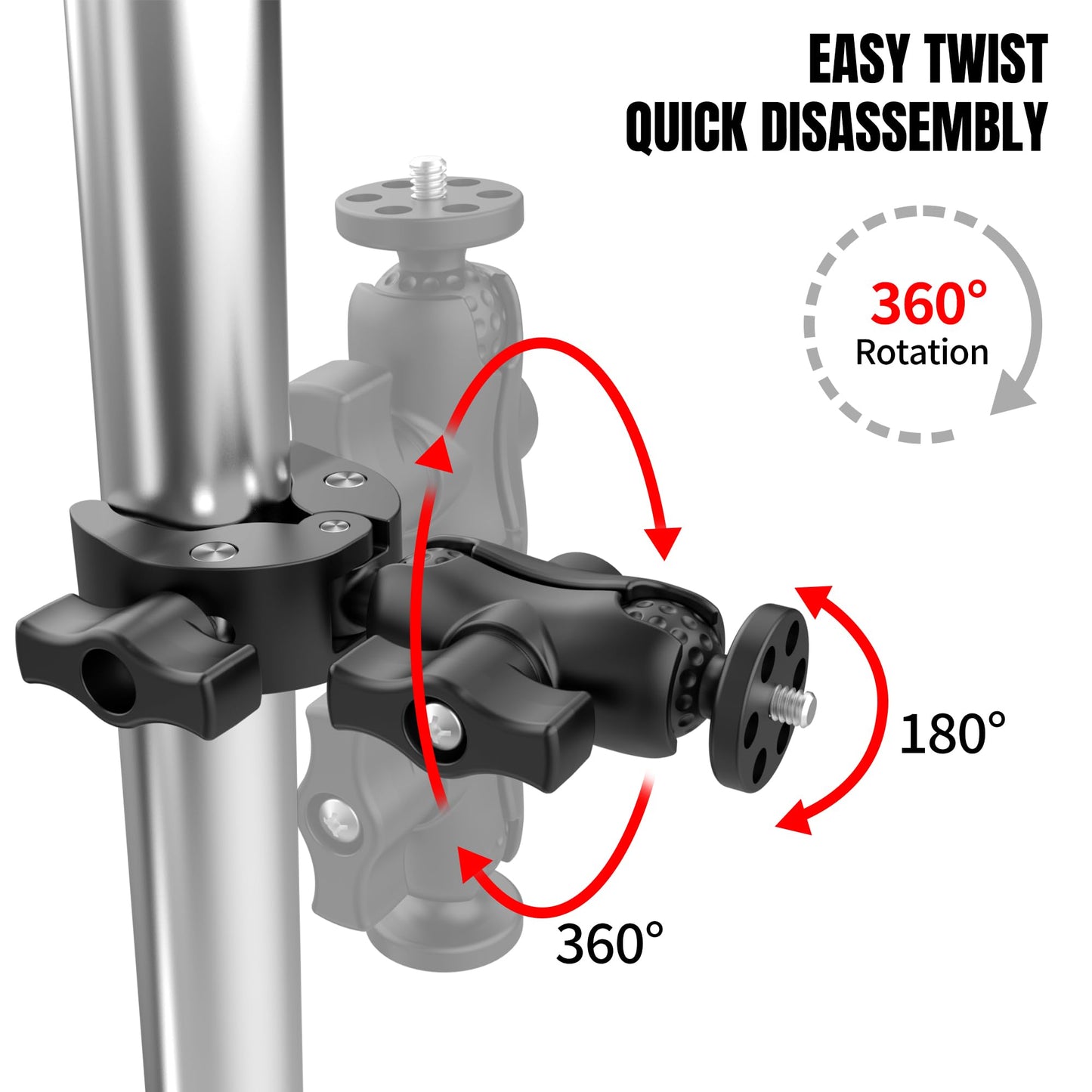 Upgraded Aluminum Bike Tail Mount Kit for Insta360 X5, Third-Person Shots Bike Seat Tail Mounts Dual Clamp Handlebar Mount with Selfie Stick