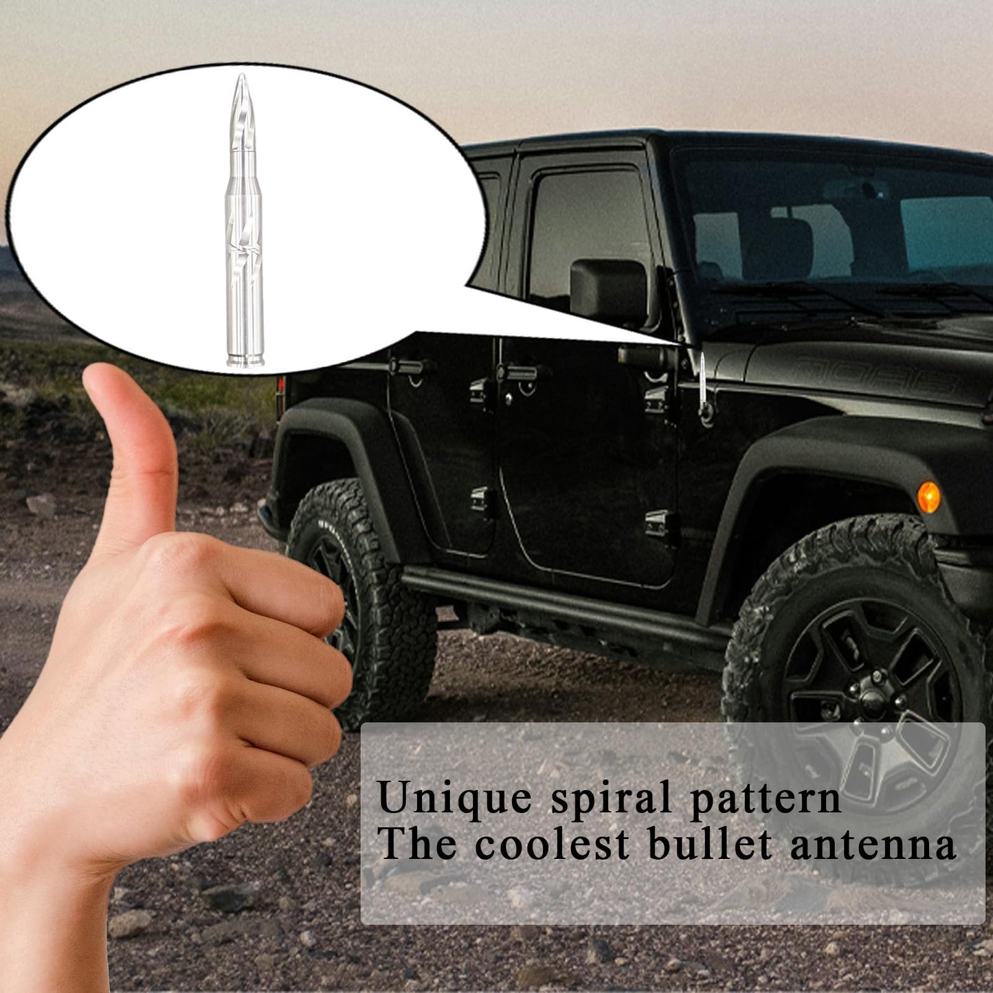 50 Cal Bullet Antenna Car Truck Universal Replacement for GMC Sierra 1500 Chevy Dodge Ram Silverado 1500 Ford F-150 Accessories RAM 1500 Short Antenna