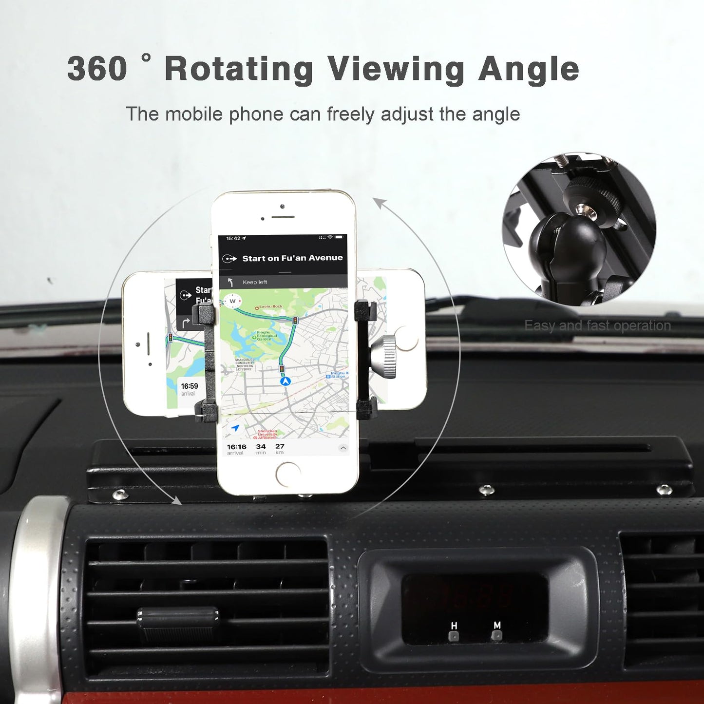 LLKUANG Car Instrument Panel Track Mobile Phone Holder Trim for Toyota FJ Cruiser 2007-2021 Central Control Air Vent Multifunctional Mobile Phone