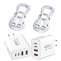 iPhone 17 Charger Fast Charging,4-Port USB C Charger Block 2Pack 40W Apple Charger with 10FT USB C to C Woven Braid Cable Cord for Apple iPhone 17e/17