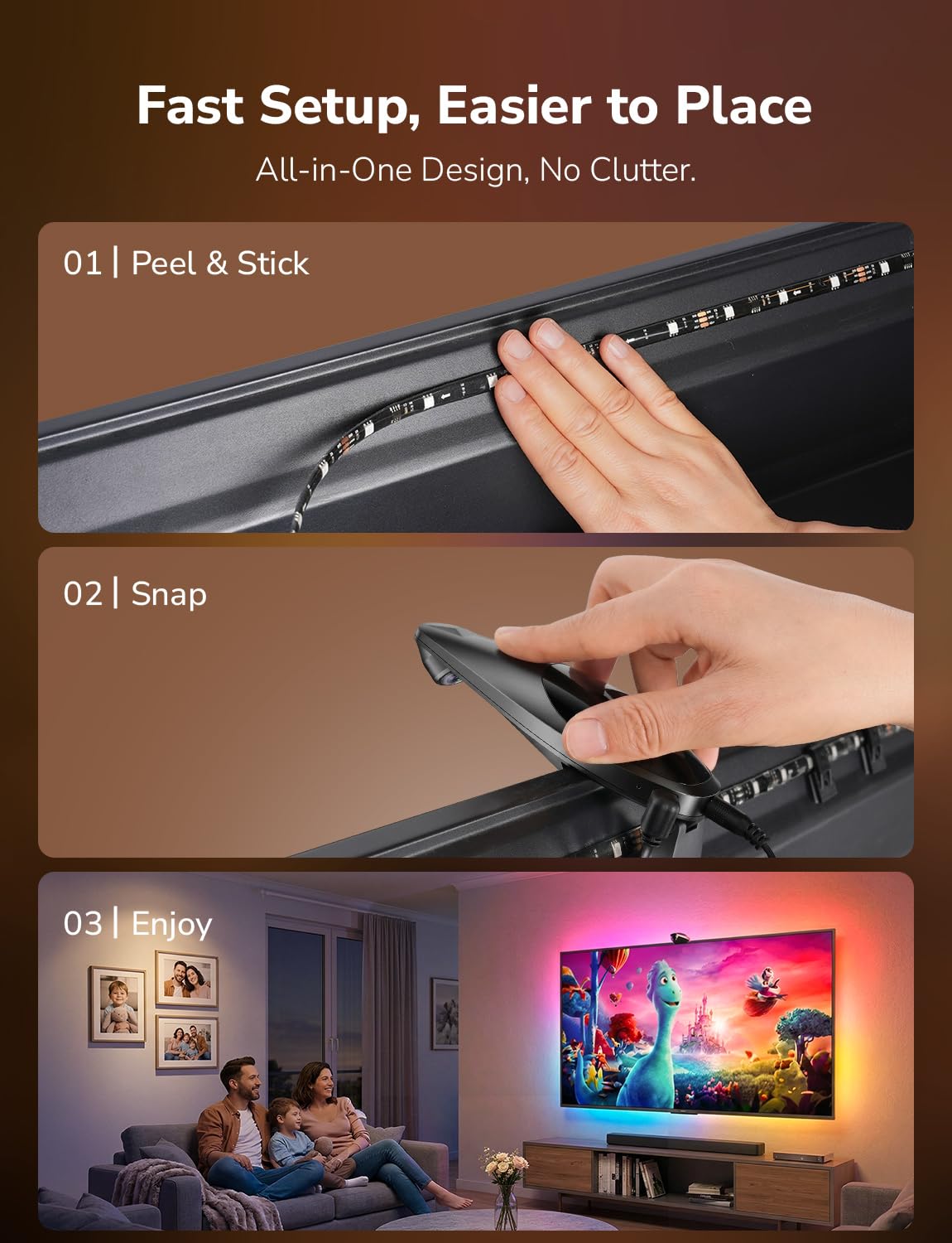Lepro STV1 TV Backlight with Ultra-Wide Camera, 16.4FT True-to-Screen Color Sync LED Lights for 75-85 Inch TVs, Smart App and Voice Control, LightIMS