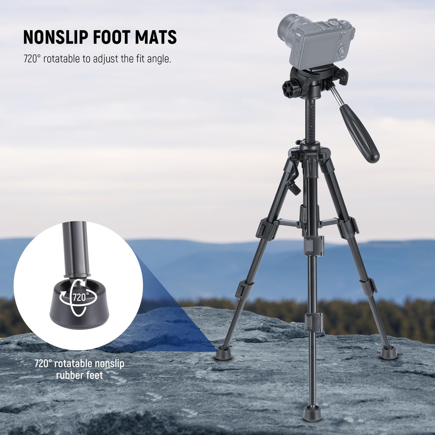NEEWER Basic Mini Desk Tripod for Camera with 3 Way Pan Tilt Head & Handle, Small Portable Metal Tabletop Selfie Stick Stand with 1/4" Screw for DSLR