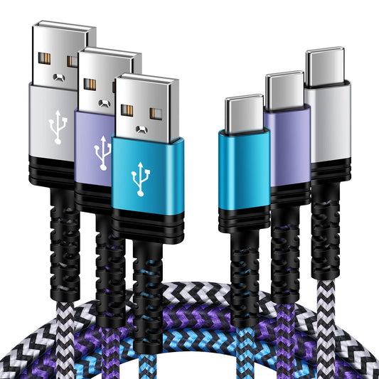 Galaxy S24 Type C Charger Fast Charging Cable 3/6/10FT 3.1A USB-A to USB C Charger Braided Cord for Samsung Galaxy S25 S24 S23 Ultra S22 S21 S20 S10