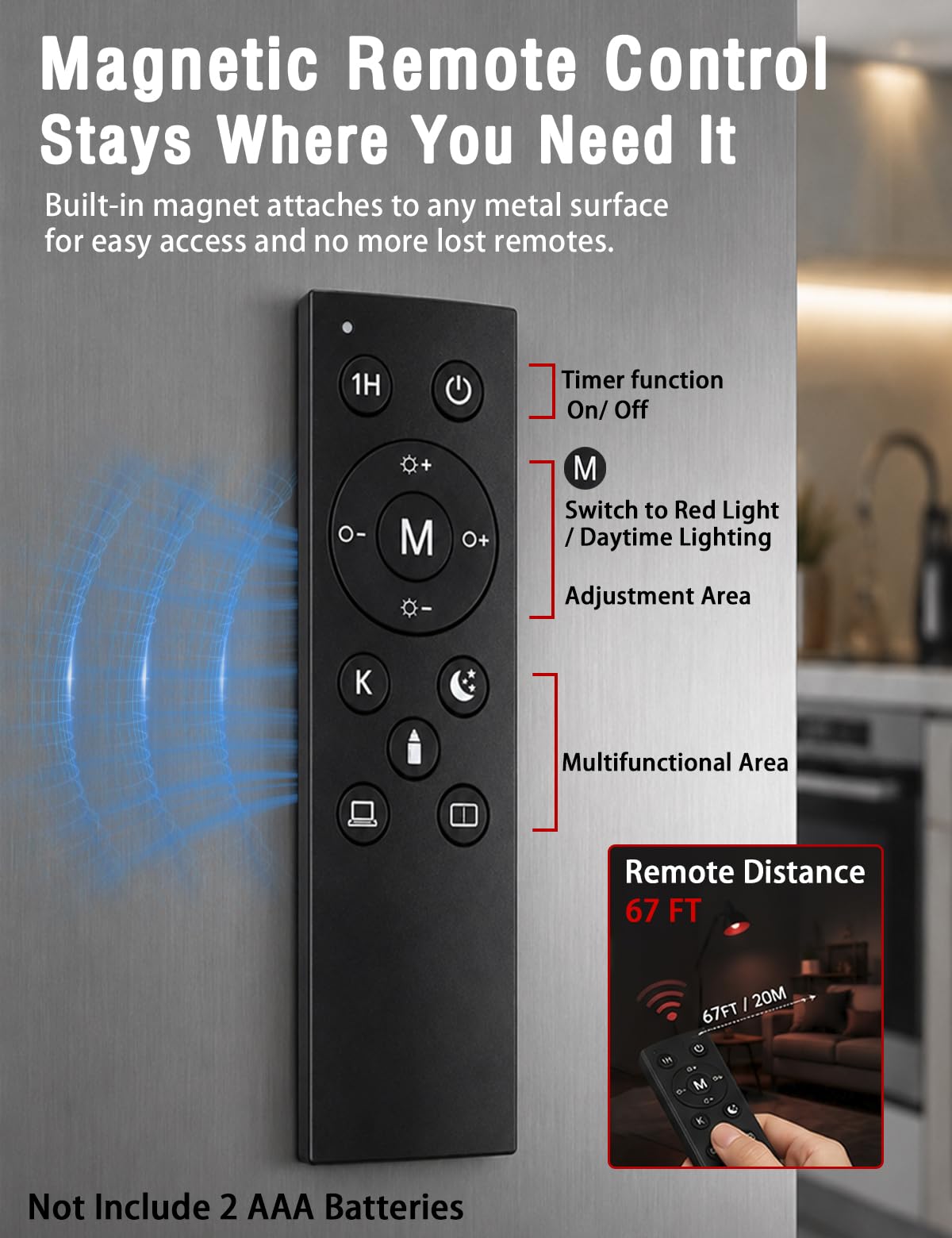 670nm Sleep Red Light Bulb with Remote Control, E26 Blue Light Blocking A19