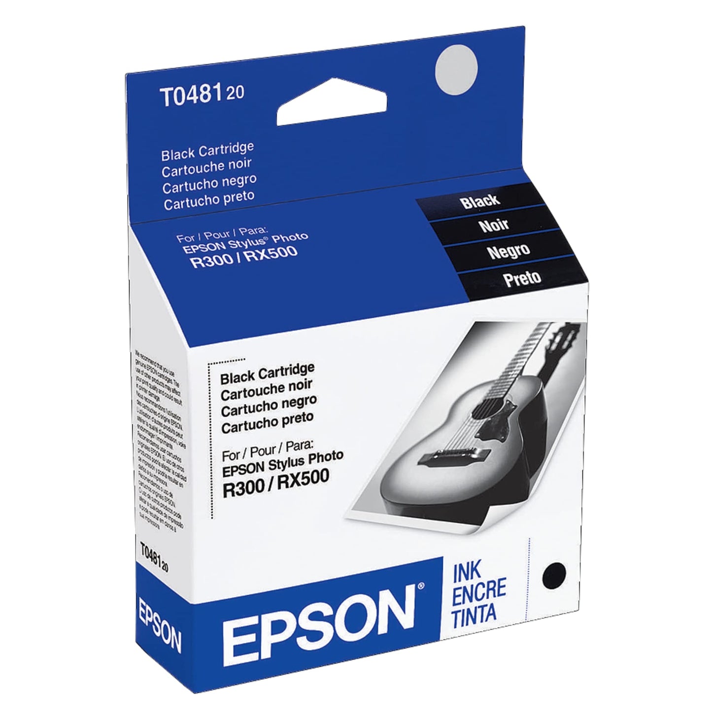 Epson T048120 Black Ink Cartridge, 4.6in l x 4.5in w x 1in h