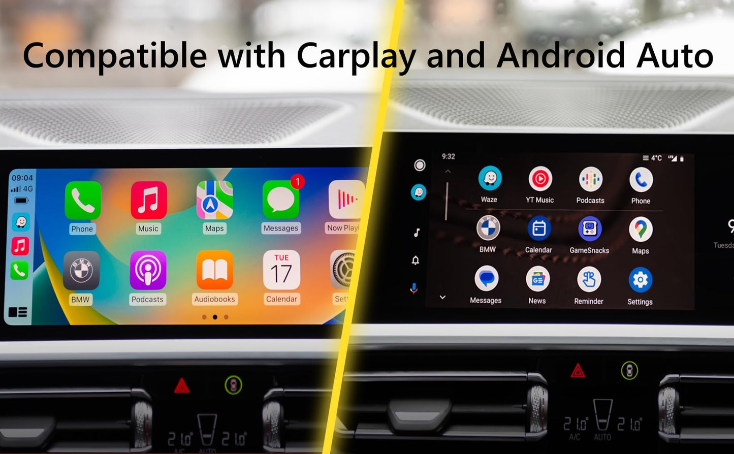 USB-A to USB-C Media Carplay, Android Auto, Navigation & Charger Cable Cord Wire for Samsung Galaxy/Note, Google Pixel, Motorola/Moto, LG, iPhone 17