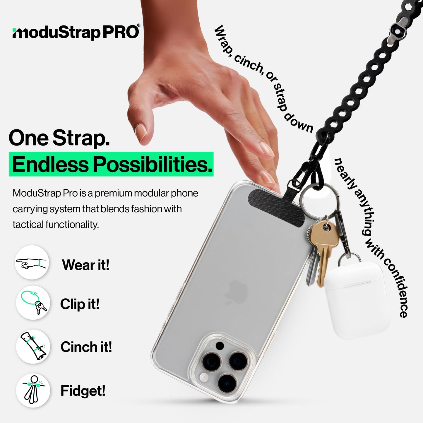 EDC Modular Strap System 5 Pack, Adjustable Silicone Gear Ties for Phone, Backpack, Bottle, Durable Stretch Crossbody Strap, Hands-Free EDC Carry