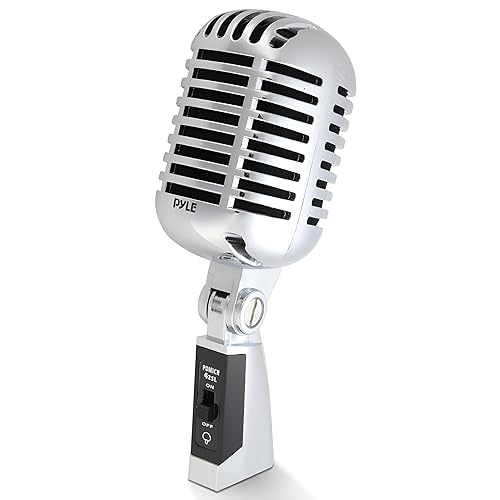 Pyle Classic Retro Dynamic Vocal Microphone - Old Vintage Style Unidirectional Cardioid Mic with XLR Cable - Universal Stand Compatible - Live