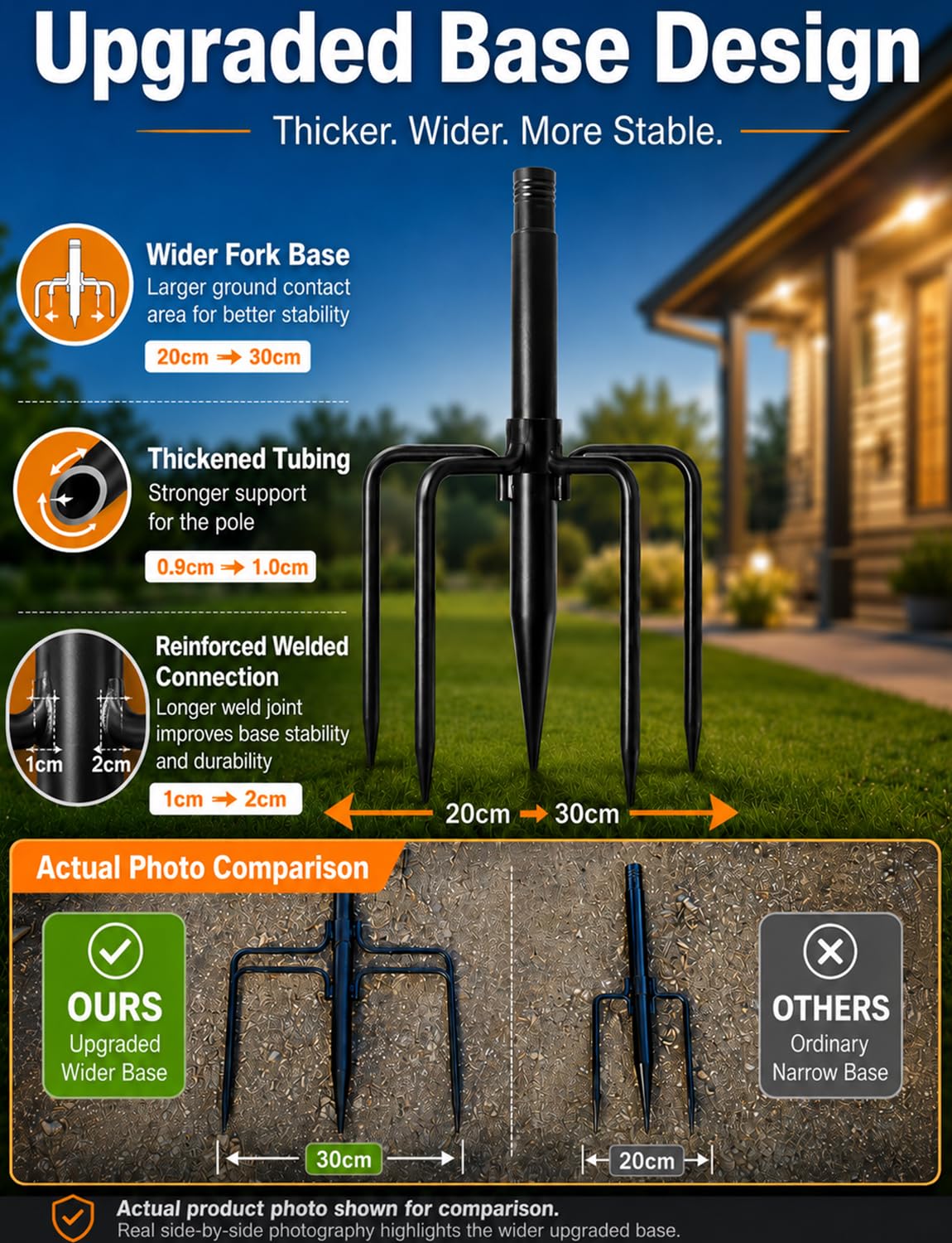 4 Pack String Light Poles for Outside, Thickened Metal Christmas Lights Hanger Pole Outdoor with Fork, Lighting Hanging Post Accessories for Patio