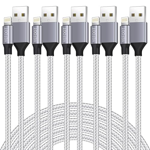 [Apple MFi Certified] 6Pack(3/3/6/6/6/10FT) iPhone Charger Nylon Braided Fast Charging Lightning Cable Compatible iPhone…