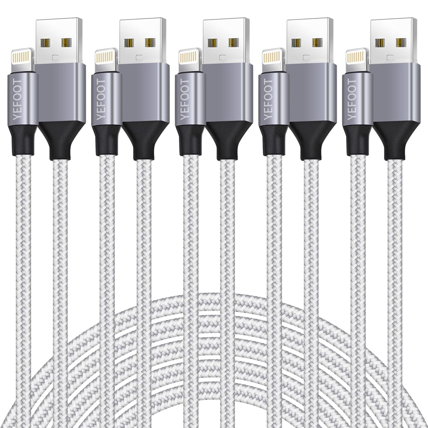 [Apple MFi Certified] 6Pack(3/3/6/6/6/10FT) iPhone Charger Nylon Braided Fast Charging Lightning Cable Compatible iPhone…