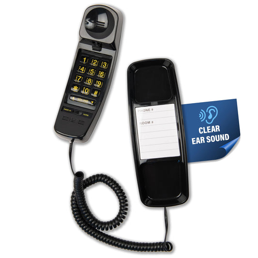 Med-Pat T-4 Full-Featured Trimline Telephone w/Ring/in-Use Light Indicator - Corded Wall Phone w/Full Range Volume Control, Hearing Aid Compatible