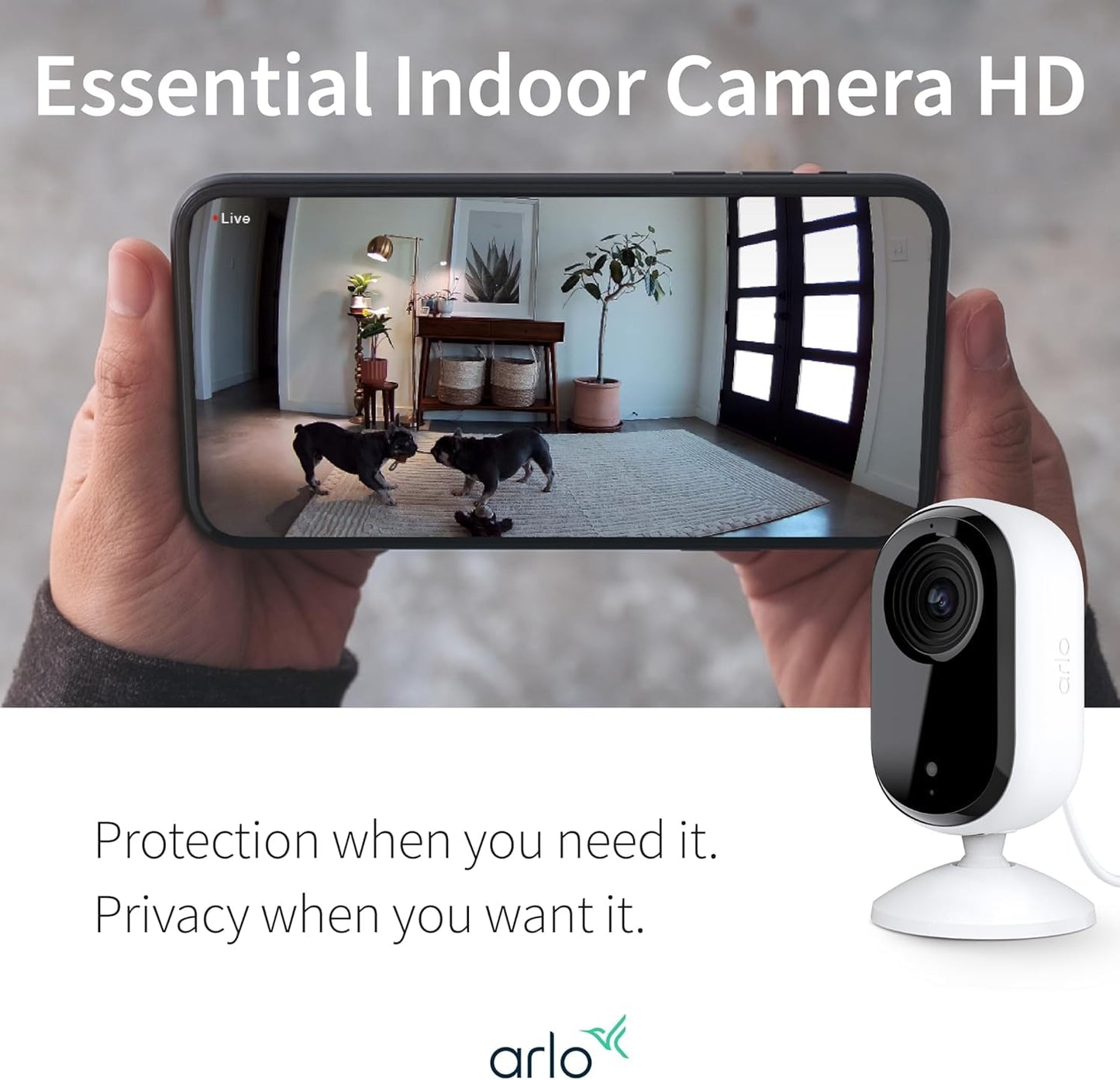 Arlo Essential 2nd Gen Security Camera, Indoor Wired HD Spotlight Cam, 2-Way Audio, Night Vision, Motion Alerts & Notifications, Live Stream,
