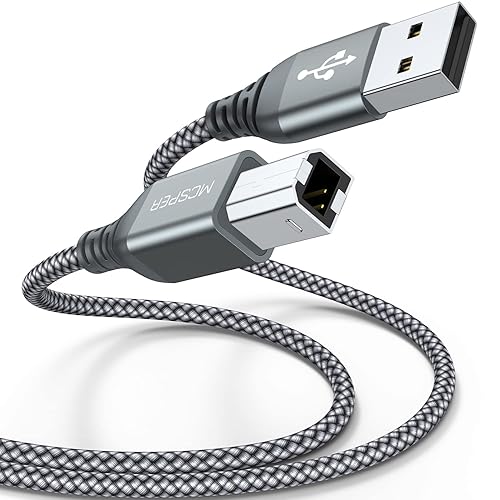 2 Pack USB Printer Cable - 5FT USB A to B Cable - Compatible with Hp, Canon, Brother, Samsung, Dell, Epson, Lexmark, Xerox, and More (Grey)