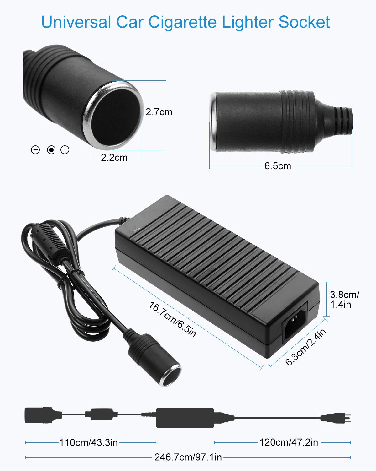ALITOVE AC to DC Converter 110V to 12V 10A 120W Power Supply Car Cigarette Lighter Adapter to Wall Plug AC to DC Adapter for Car Vacuum Cleaner…