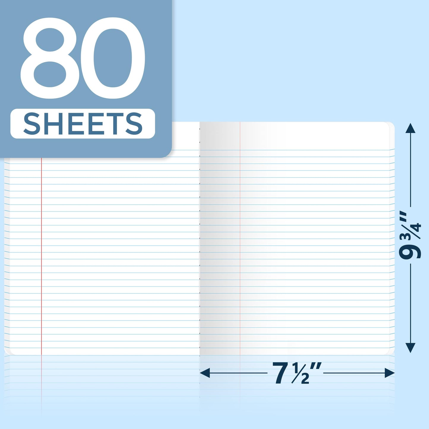 SUNEE Composition Notebooks - College Ruled Paper, 4 Pack Composition Book, 9 3/4" x 7 1/2", 80 Sheets/160 Pages, Assorted Colors, School, College
